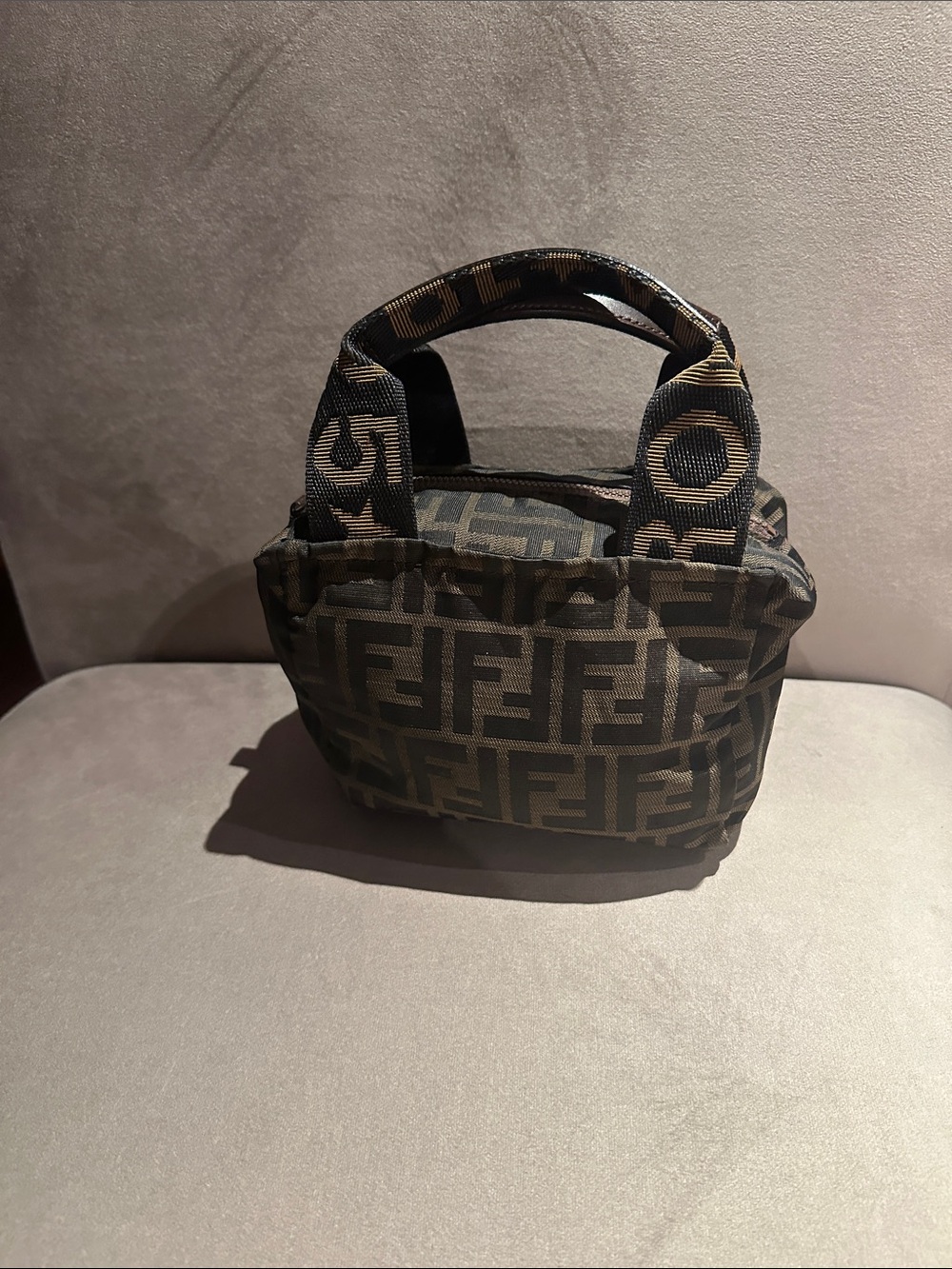 Fendi Black and Brown Monogram mini tote Bag.